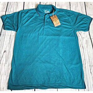 Men’s Vertical Sport Teal /Black Short Sleeve Polo Shirt Size MEDIUM New W/ Tags